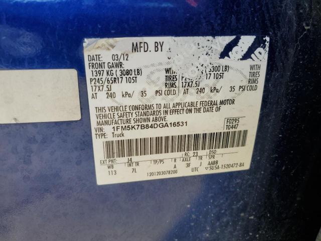 1FM5K7B84DGA16531 - 2013 FORD EXPLORER BLUE photo 14