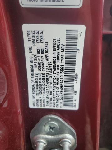 5J6RE4H59AL016661 - 2010 HONDA CR-V EX RED photo 14