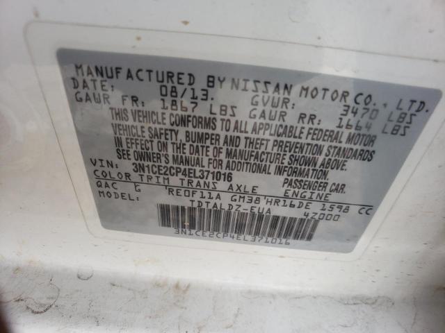 3N1CE2CP4EL371016 - 2014 NISSAN VERSA NOTE S WHITE photo 12