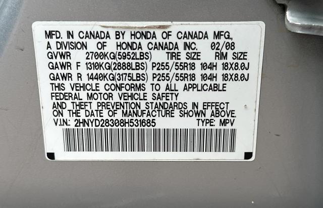2HNYD28308H531685 - 2008 ACURA MDX TECHNOLOGY 银色 照片 10