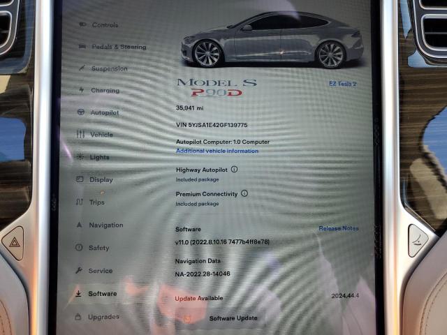 5YJSA1E42GF139775 - 2016 TESLA MODEL S SILVER photo 9