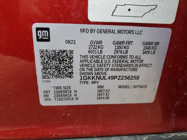 1GKKNUL49PZ256258 - 2023 GMC ACADIA SLT RED photo 13