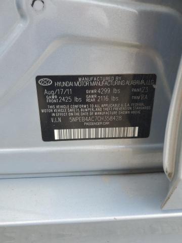 5NPEB4AC7CH358428 - 2012 HYUNDAI SONATA GLS SILVER photo 12