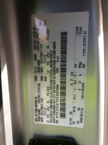 1FTEX1CP7GFA57996 - 2016 FORD F150 SUPER CAB SILVER photo 12