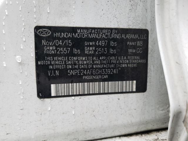 5NPE24AF6GH339241 - 2016 HYUNDAI SONATA SE WHITE photo 12