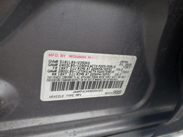 JA4MT41X49Z000355 - 2009 MITSUBISHI OUTLANDER XLS SILVER photo 13