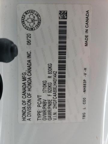 2HGFC4A8XLH401442 - 2020 HONDA CIVIC SPORT 白色 照片 13