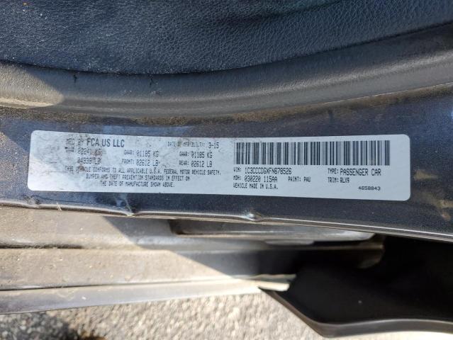 1C3CCCDGXFN678526 - 2015 CHRYSLER 200 S GRAY photo 12