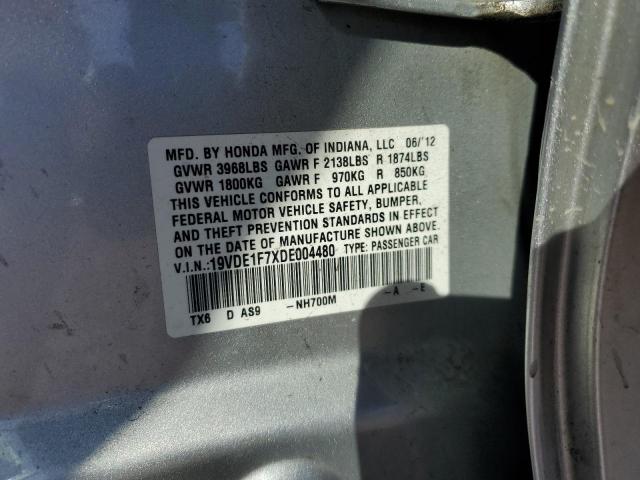 19VDE1F7XDE004480 - 2013 ACURA ILX 20 TECH SILVER photo 12