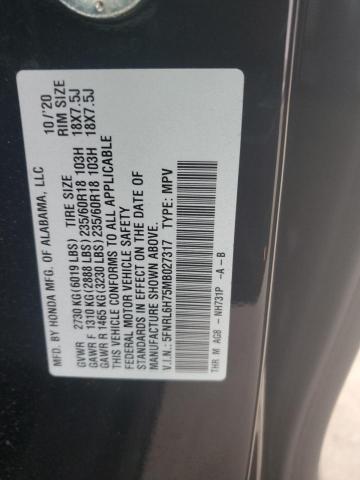 5FNRL6H75MB027317 - 2021 HONDA ODYSSEY EXL BLACK photo 13