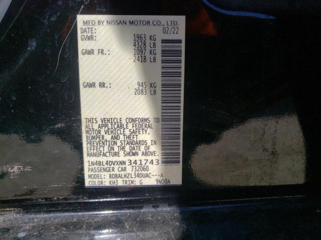 1N4BL4DVXNN341743 - 2022 NISSAN ALTIMA SV BLACK photo 12