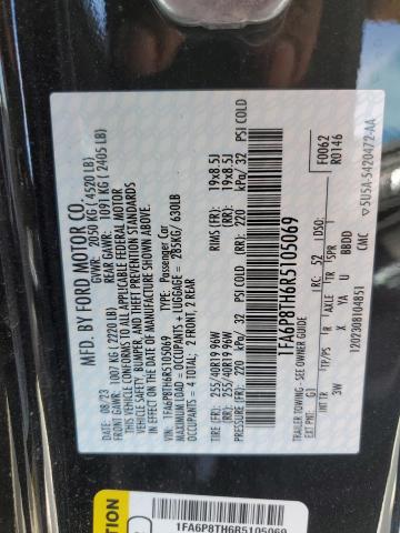 1FA6P8TH6R5105069 - 2024 FORD MUSTANG BLACK photo 13