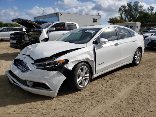 3FA6P0LU9JR261056 - 2018 FORD FUSION SE HYBRID WHITE photo 1