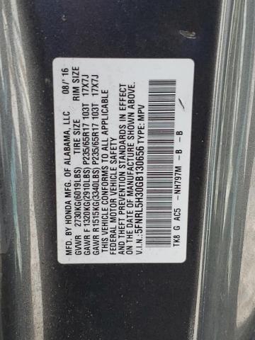 5FNRL5H30GB130656 - 2016 HONDA ODYSSEY SE GRAY photo 13