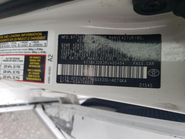 4T1BK3DB3BU405454 - 2011 TOYOTA AVALON BASE WHITE photo 12