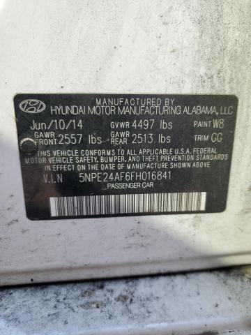 5NPE24AF6FH016841 - 2015 HYUNDAI SONATA SE WHITE photo 12