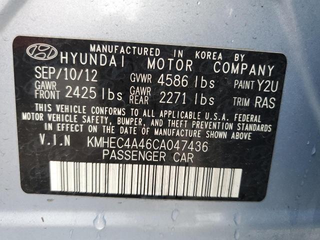 KMHEC4A46CA047436 - 2012 HYUNDAI SONATA HYBRID BLUE photo 13