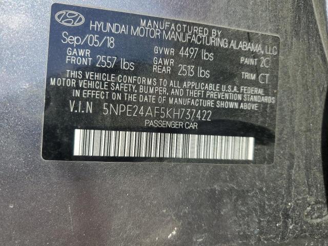 5NPE24AF5KH737422 - 2019 HYUNDAI SONATA SE SILVER photo 12