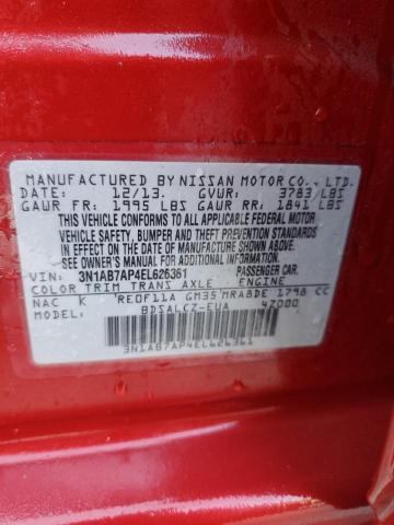 3N1AB7AP4EL626361 - 2014 NISSAN SENTRA S RED photo 12