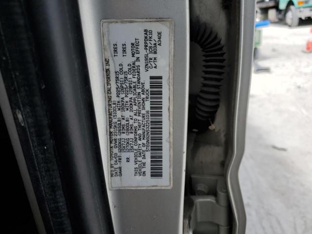 5TEGN92N53Z251016 - 2003 TOYOTA TACOMA DOUBLE CAB PRERUNNER GRAY photo 12