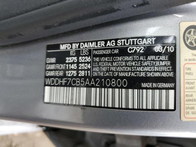 WDDHF7CB5AA210800 - 2010 MERCEDES-BENZ E 550 SILVER photo 12