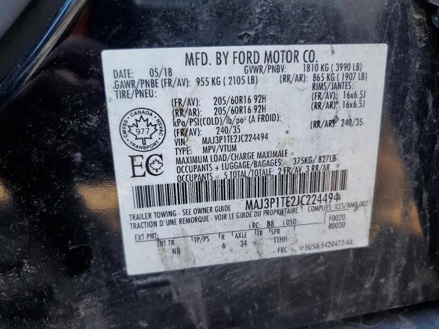 MAJ3P1TE2JC224494 - 2018 FORD ECOSPORT SE BLACK photo 13