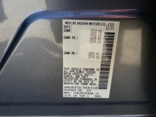 1N4AZ0CP2GC304318 - 2016 NISSAN LEAF S GRAY photo 12