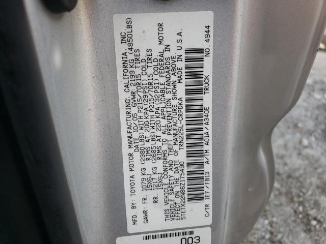 5TETX22N86Z175490 - 2006 TOYOTA TACOMA ACCESS CAB ვერცხლისფერი ფოტო 13