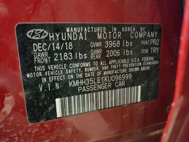 KMHH35LE1KU096999 - 2019 HYUNDAI ELANTRA GT RED photo 12