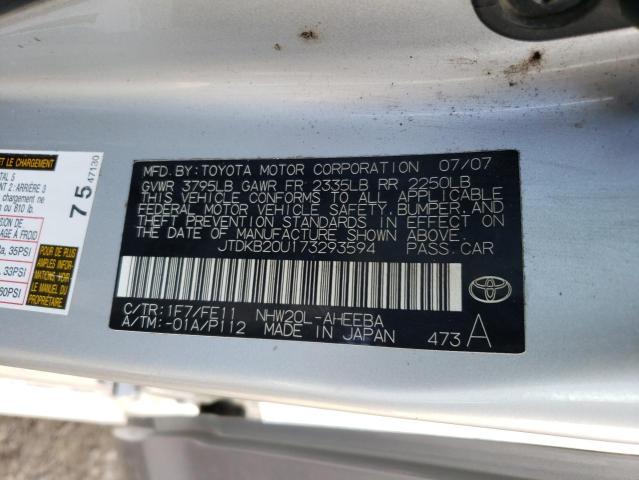 JTDKB20U173293594 - 2007 TOYOTA PRIUS SILVER photo 12