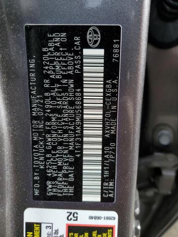 4T1F31AK9MU568684 - 2021 TOYOTA CAMRY XLE CHARCOAL photo 12