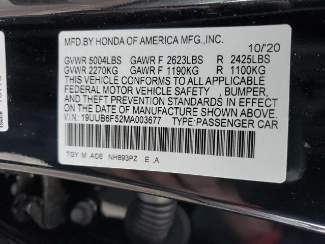 29UUB6F52MA003677 - 2021 ACURA TLX TECH A BLACK photo 12