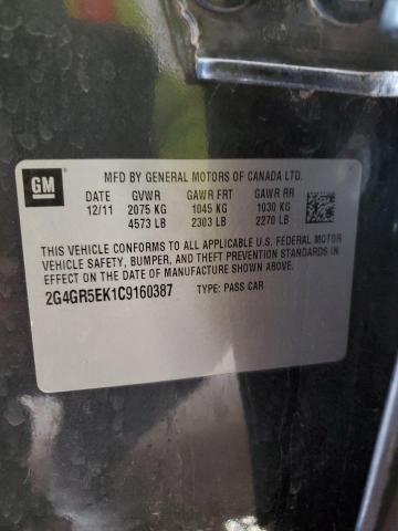 2G4GR5EK1C9160387 - 2012 BUICK REGAL 石墨色 照片 12