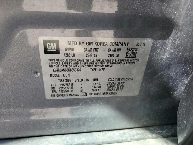 KL4CJASB8KB850376 - 2019 BUICK ENCORE PREFERRED GRAY photo 12