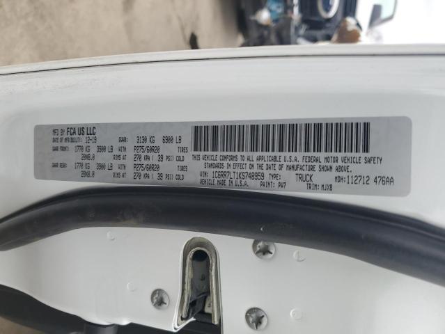 1C6RR7LT1KS748959 - 2019 RAM 1500 CLASS SLT 白色 照片 13