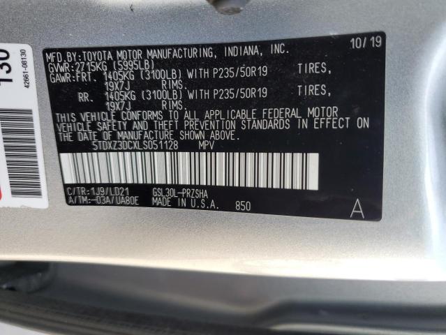 5TDXZ3DCXLS051128 - 2020 TOYOTA SIENNA SE SILVER photo 13