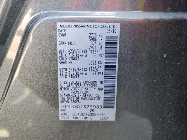 5N1DR2AN7LC575983 - 2020 NISSAN PATHFINDER S 灰色 照片 13