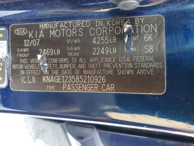 KNAGE123585210926 - 2008 KIA OPTIMA LX BLUE photo 12