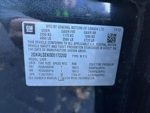 2GKALSEK8E6172202 - 2014 GMC TERRAIN SLT CHARCOAL photo 10