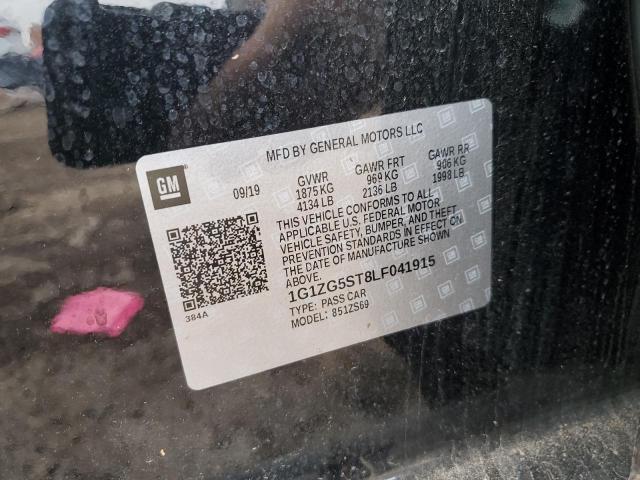 1G1ZG5ST8LF041915 - 2020 CHEVROLET MALIBU RS შავი ფოტო 12