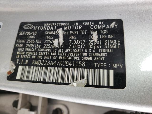 KM8J23A47KU841158 - 2019 HYUNDAI TUCSON SE SILVER photo 12