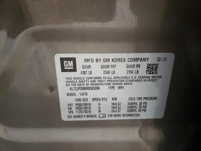 KL7CJPSM6MB365096 - 2021 CHEVROLET TRAX 1LT GRAY photo 13