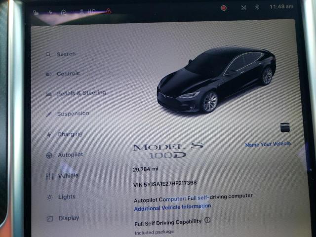 5YJSA1E27HF217368 - 2017 TESLA MODEL S შავი ფოტო 9