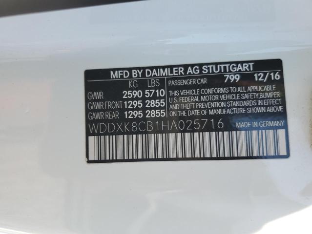 WDDXK8CB1HA025716 - 2017 MERCEDES-BENZ S 550 WHITE photo 12