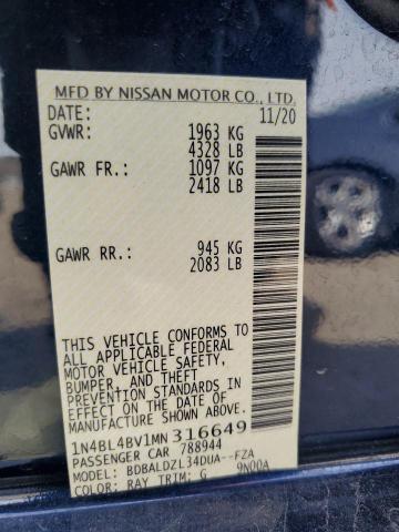 1N4BL4BV1MN316649 - 2021 NISSAN ALTIMA S BLUE photo 12