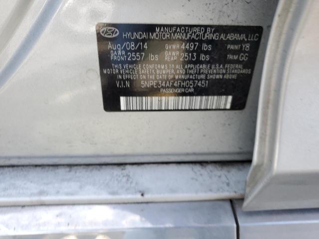 5NPE34AF4FH057451 - 2015 HYUNDAI SONATA SPORT SILVER photo 12