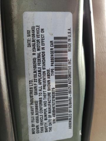 4S3BH675737603075 - 2003 SUBARU LEGACY OUTBACK AWP 金色 照片 12