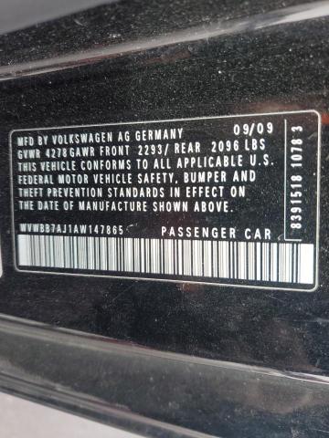 WVWBB7AJ1AW147865 - 2010 VOLKSWAGEN GOLF BLACK photo 12