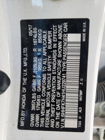 SHHFK7H41HU229741 - 2017 HONDA CIVIC SPORT 白色 照片 12