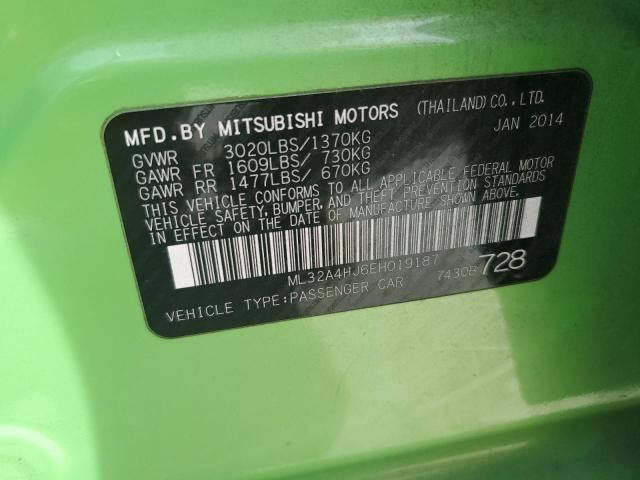 ML32A4HJ6EH019187 - 2014 MITSUBISHI MIRAGE ES GREEN photo 12